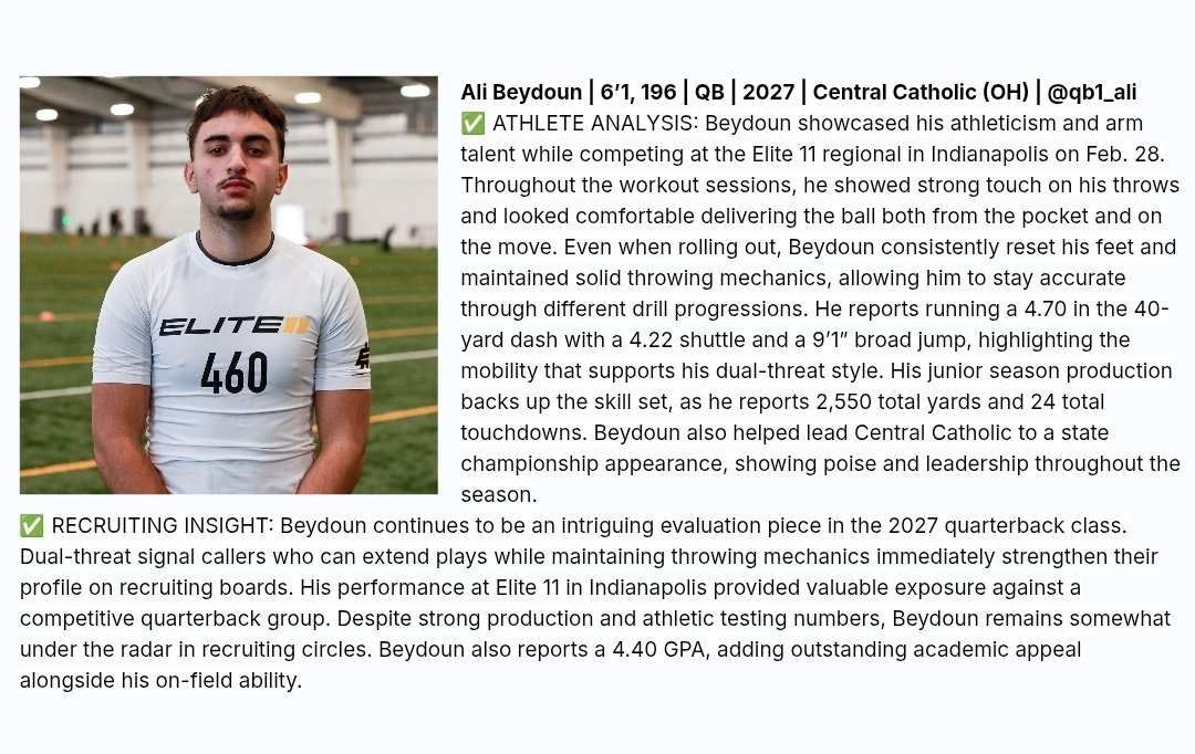 Ali Beydoun QB1 C/O 2027 tweet media