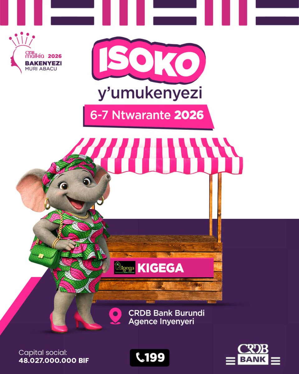 Kigega_'s tweet photo. 🚺 Kaze muri rya sango ngarukamwaka #Malkia rya @CRDBbankBurundi riha agaciro #umukenyezi ari ku kivi arondera: muzohasanga ibidandazwa #MadeInBurundi bivuye mu @Kigega_
#WomenEmpowerment #Burundi https://t.co/TegnWZz7Et
