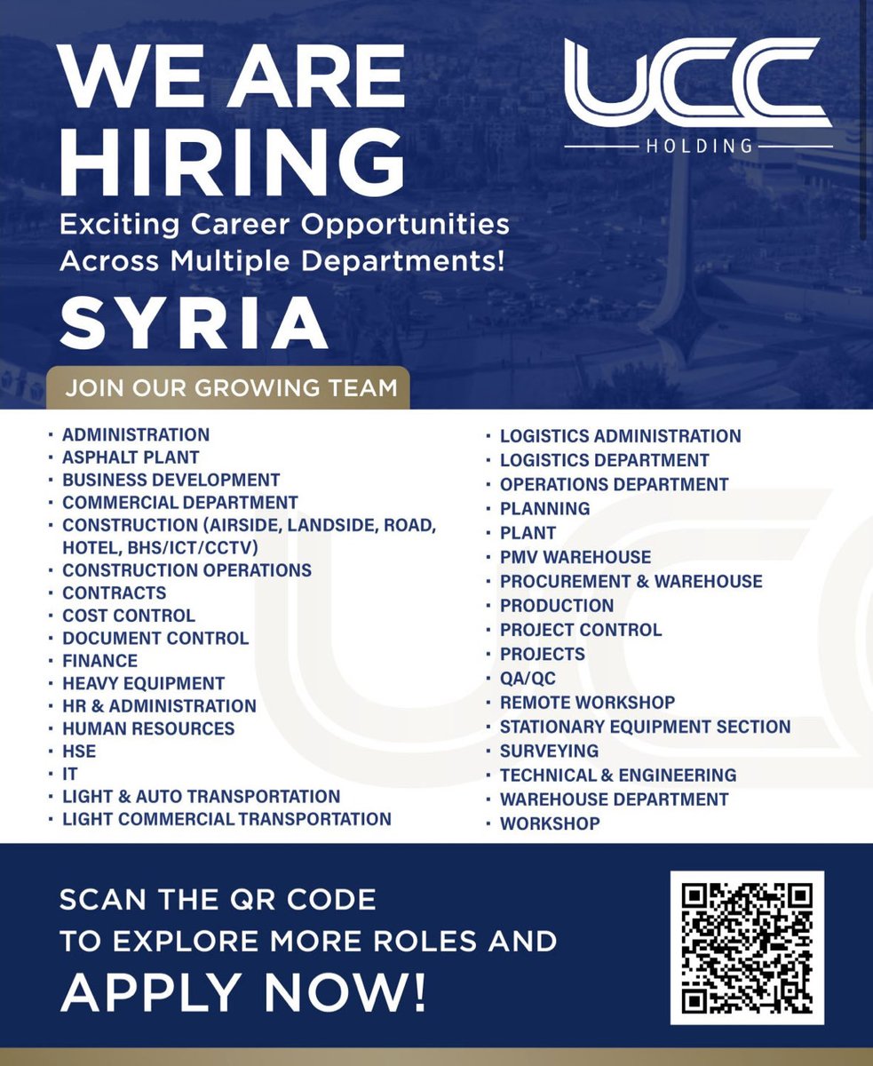 UCC Holding, the Qatari company that signed MoUs worth billions with Damascus, has now launched a massive recruitment campaign inside Syria.

There’s little doubt that at least some of those agreements are moving from paper to practice, as implementation timelines are being