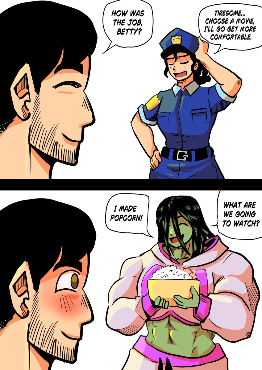 Odoruyama1's tweet image. #shehulk #musclegirl  #casual
Big green girl in pajamas.
Betty AU Hulk is going into its third edition!
patreon.com/c/Odoruyama