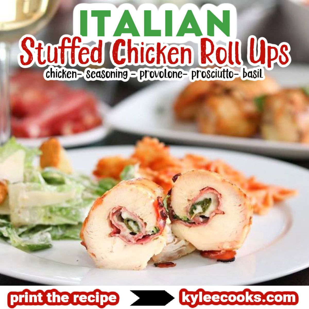kyleecooks's tweet image. These yummy chicken roll ups are seasoned with garlic, packed with prosciutto, creamy provolone and fresh basil, grilled to perfection, and served with pasta, red sauce, and a garlicky Caesar salad. Hello, dinner!  #chicken #prosciutto #basil #provolone kyleecooks.com/grilled-italia…