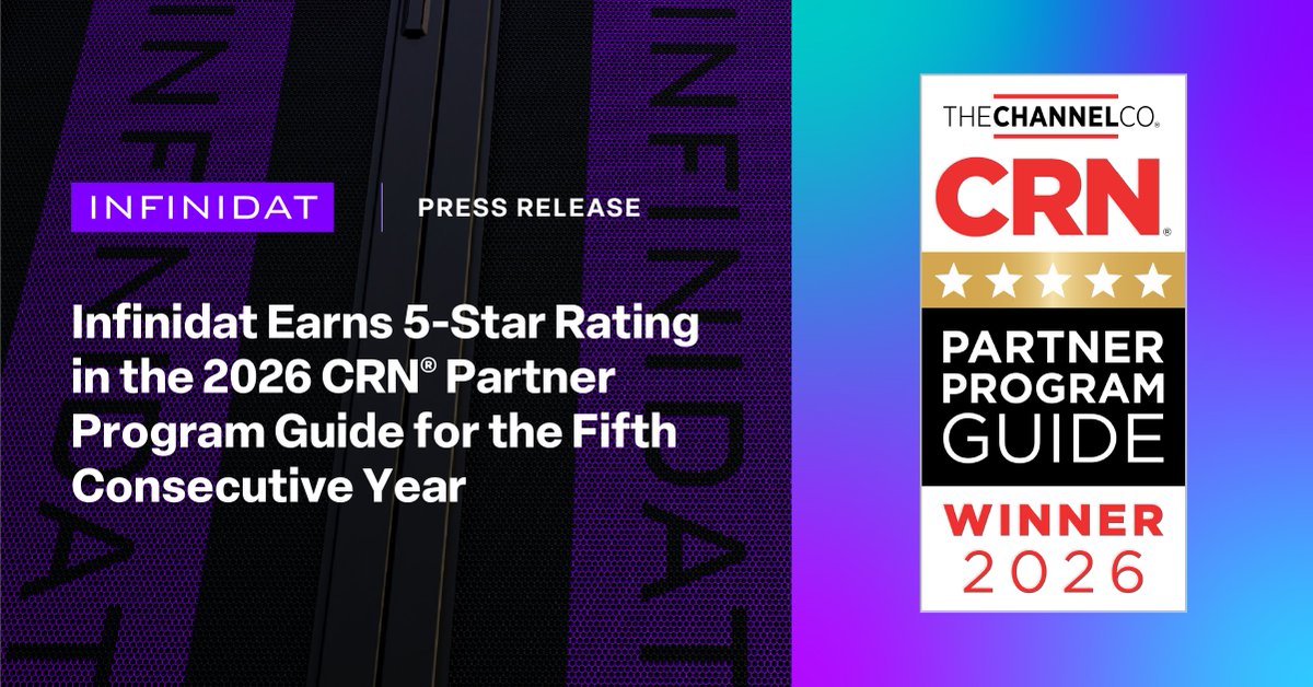 Stephan_Rath_'s tweet photo. Proud moment! ✭✭✭✭✭
@Infinidat earns a 5-Star Rating in the 2026 @CRN® Partner Program Guide five years running.
Great recognition for our partner-first approach.
Read more:
https://t.co/dmR15Ll93V
#CRN #Channel #PartnerSuccess https://t.co/TjFtbMifFg