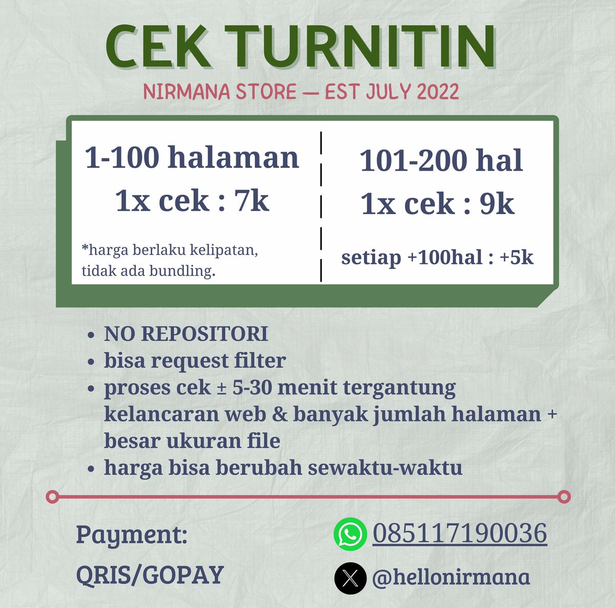 nirmana • jasa desain CV ats/kreatif & transkrip tweet media