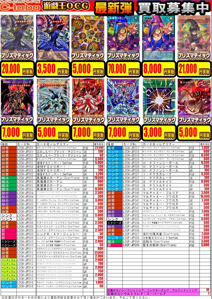 遊戯王OCG 買取情報】 買取表更新いたしました🔥🔥🔥 王のしもべ