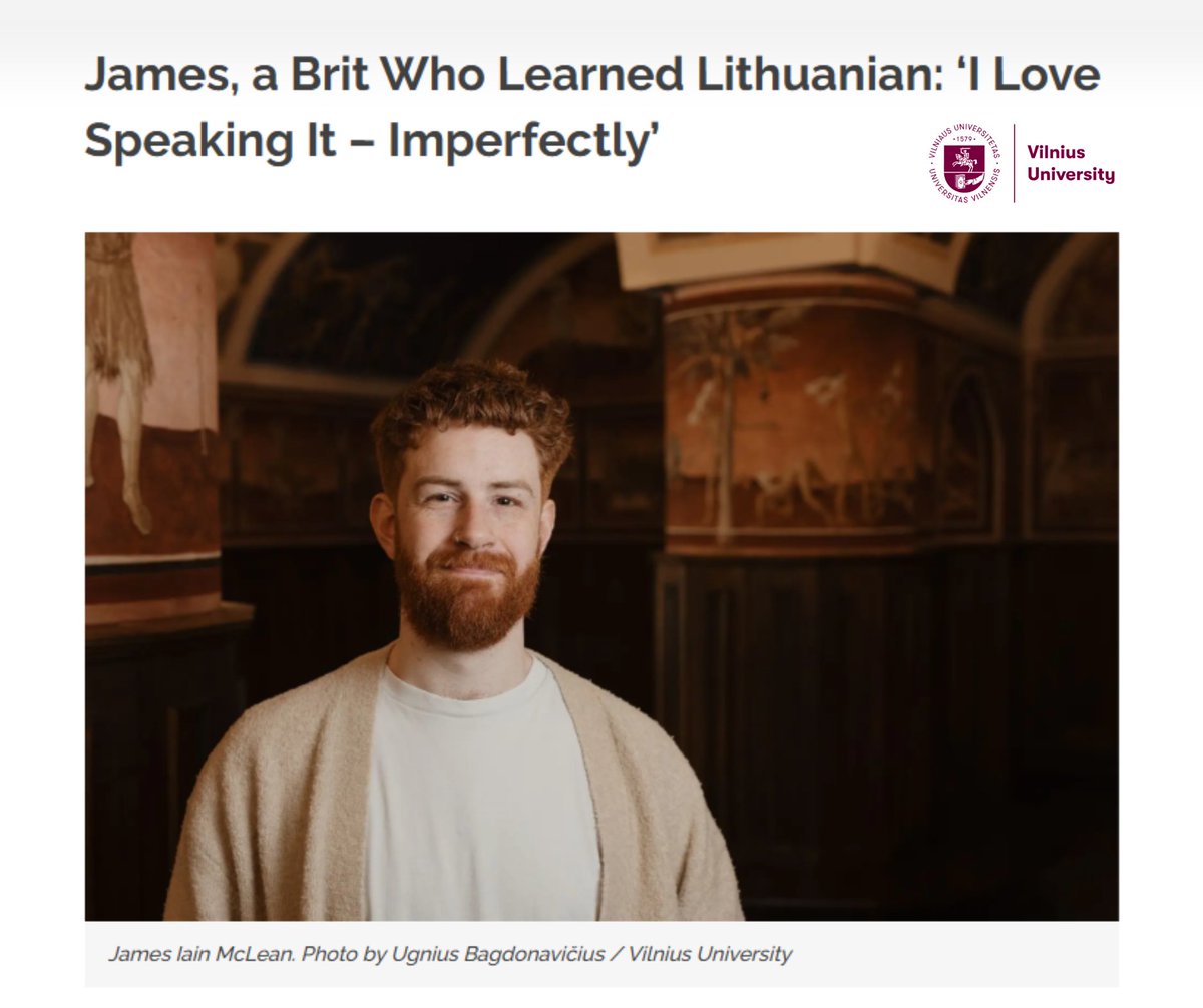 ukinlithuania's tweet image. “If he had to choose a favourite Lithuanian 🇱🇹word, he says it would be laisvė (‘freedom’), not only because of how it sounds but because of its meaning.” 

Read more about James, a Brit living &amp;amp; studying in #Vilnius, &amp;amp; his life here in #Lithunia &amp;amp; its 🇱🇹 culture. More👇

#UKinLT