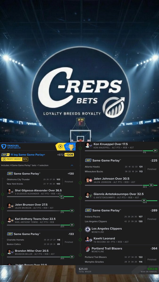 CrepsBets's tweet photo. $25➡️➡️$352💰💥🔱✅ #NBABets #Gambling𝕏 #GamblingTwitter #SportsBettingX https://t.co/ySKxvOyhfM