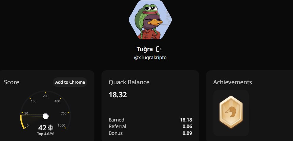 Selamlar

X skorumu arttırmaya devam ediyorum. 

Şuanda 42
İlk Hedef 50

Airdrop yolunda devam ediyorum. <a href="/wallchain/">Wallchain Quacks</a>