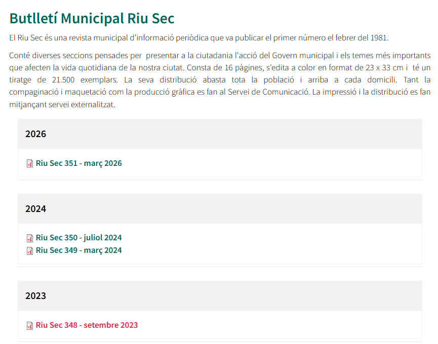 EnterriaI's tweet photo. La revista municipal Riu Sec de #cerdanyola no es publicava des de feia uns 2 anys i ara surt més per anunciar   futures obres, q no es faran aquest mandat, q no pas com eina de comunicació institucional
És a dir, el PSC en fa un ús partidista i electoral
https://t.co/9QpwkTGtqu https://t.co/57l8C2kFEJ