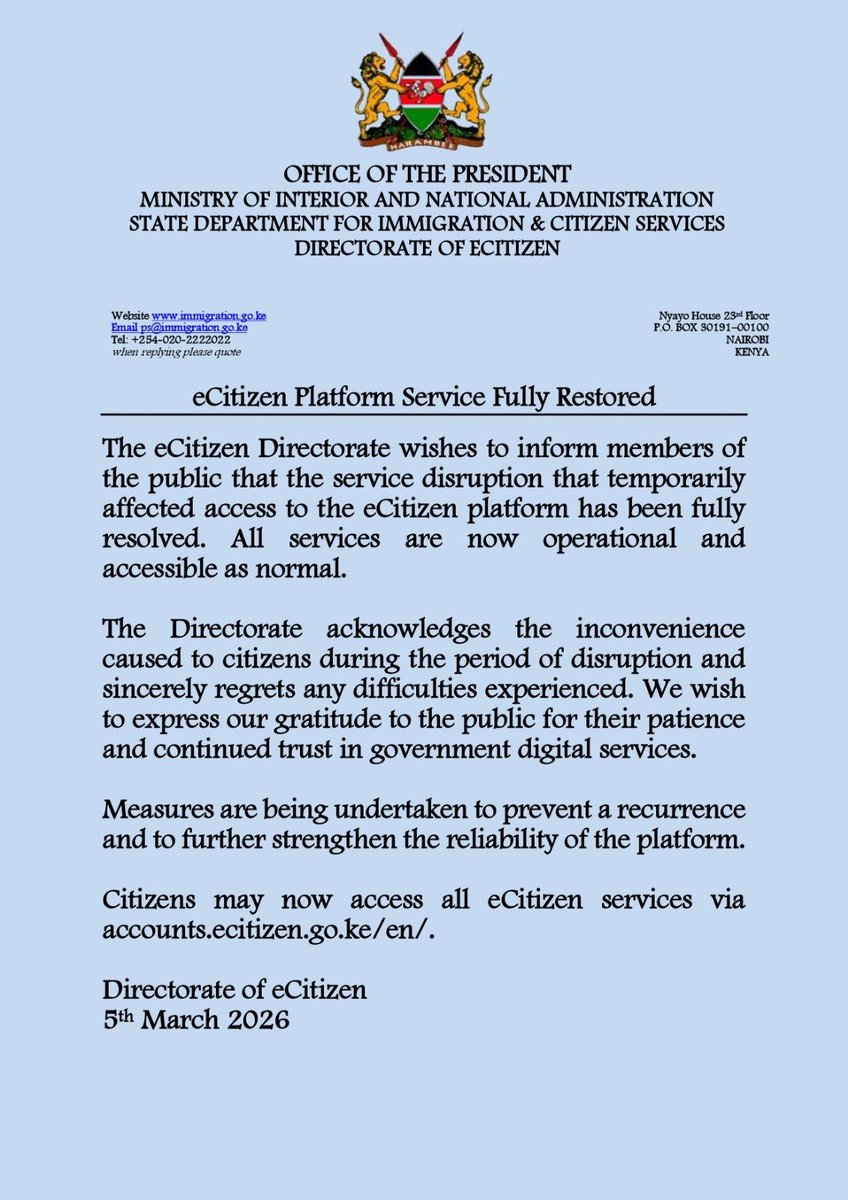 eCitizen Services Kenya tweet media