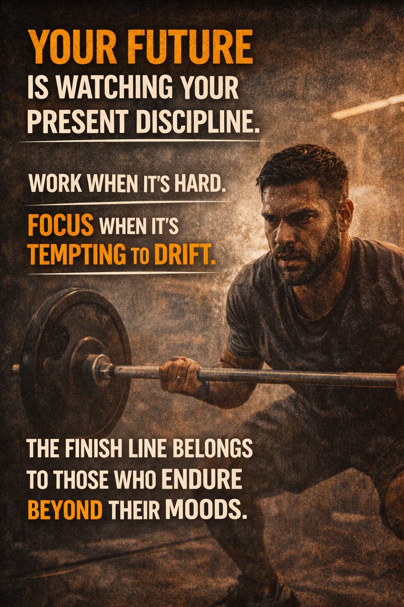 Your future is watching your present discipline. Work when it’s hard. Focus when it’s tempting to drift. The finish line belongs to those who endure beyond their moods.