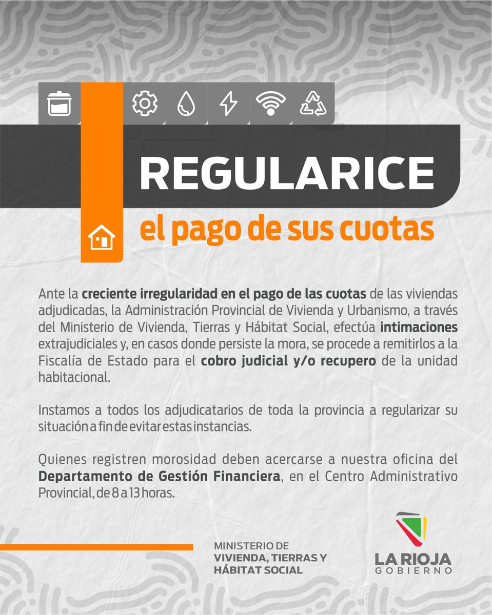 Vivienda_LR's tweet photo. Mantenga las cuotas de su vivienda al día. Proteja su hogar

• Si registra deuda, evite instancias judiciales y el recupero de la vivienda. https://t.co/CQivlWsdgY