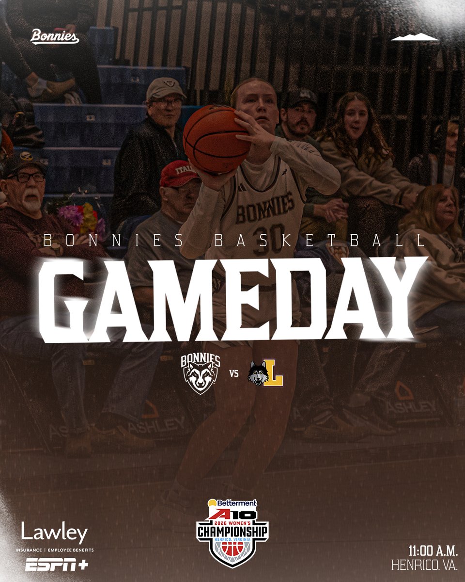 BonniesWBB's tweet photo. HERE. WE. GO. 😤

🏀 | Bonnies vs. Loyola Chicago
📍 | Henrico, Va.
⌚️ | 11:00 a.m.
📊 | https://t.co/4Uf8yvr1wI
📺 | https://t.co/qObUT1w5ys
📻 | https://t.co/fP4SD6reRo

#Unfurl https://t.co/y73OIHZNo1