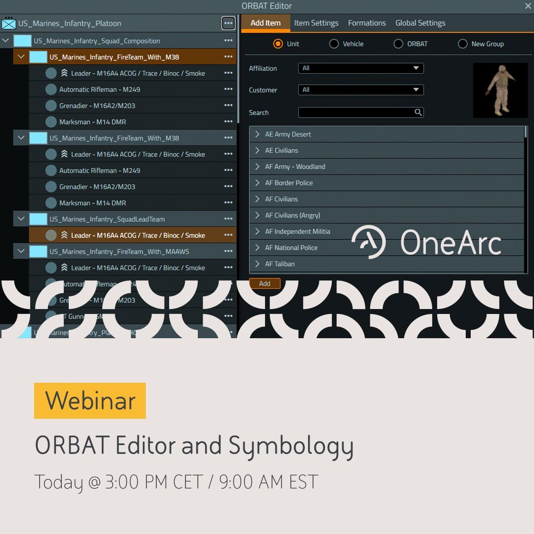 Join us at 3:00PM CET / 9:00AM EST for our live webinar on ORBAT Editor and Symbology.

If you’re looking to streamline and enhance your scenario development workflow, you won’t want to miss this session.

🔗 There’s still time to register:
my.demio.com/ref/ESwXc6eoZy…