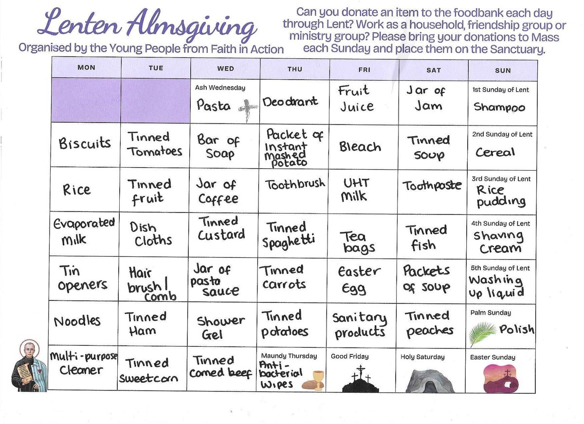 StEdandHS's tweet photo. Still time to give alms this Lent and donate to the Foodbank!
Thank you to our young people for preparing our giving calendars!

#lent #almsgiving #donate #community #support https://t.co/DlhORDBb1p