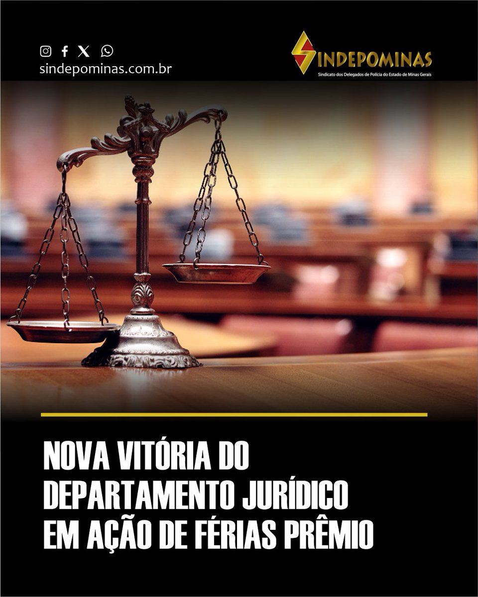 O Sindepominas conseguiu mais uma vitória em processo de pagamento de férias prêmio. Se você Delegada ou Delegado de Polícia encontra-se em situação semelhante, entre em contato com o Sindepominas para o ajuizamento de ações. Leia mais: sl1nk.com/Uc6UB