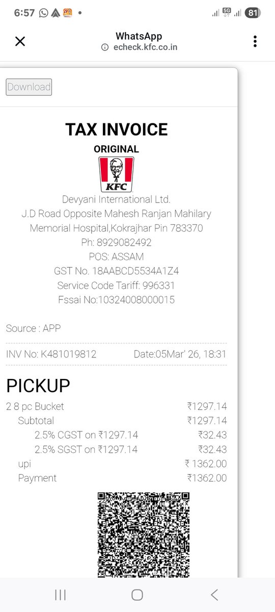 dr_ronghang's tweet photo. There @kfc @KFC_India . Please removed the app for online order,  it no use. More than 30 mins but order were not even accepted at #kfckokrajhar for drive in pickup 🙃. This is the 3rd times they have wasted my time https://t.co/yDXfrW0LhC