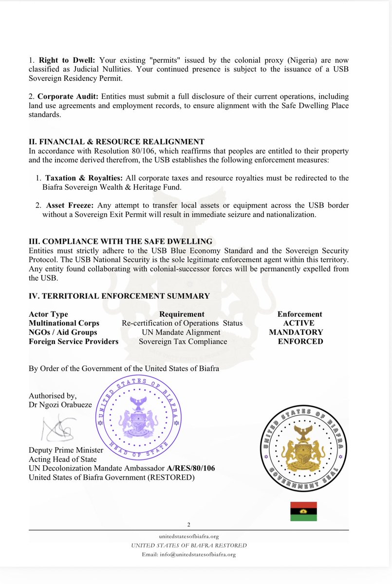 ngoziora's tweet photo. Breaking:

United States of Biafra Territorial Notification and Right to Dwell

@realDonaldTrump @FLOTUS @USBGovernment @StateDept @SecRubio @mrubin1971 @USArmy @IDF @officialABAT @DHQNigeria @CapitaineIb226 @BBCWorld @BBCBreaking @cnni @CNN @FoxNews @SkyNews @StateIRF @RepRileyMoore @tedcruz @SecWar @BarronTNews_ @USNATO @_AfricanUnion @UN @UNHumanRights @MichelleObama @HillaryClinton @MobilePunch @channelstv
 l
