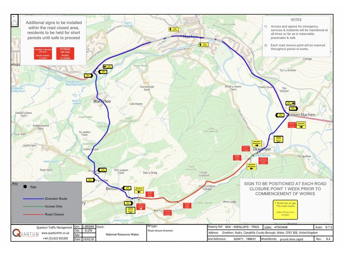 McConAmanda's tweet image. UNNAMED LANE, RUDRY

TEMPORARY ROAD CLOSURE ORDER
MONDAY 30 MARCH - WEDNESDAY 1 APRIL 2026

🌳 Tree cutting works 🌳 

#MachenRudryWard #CCBC