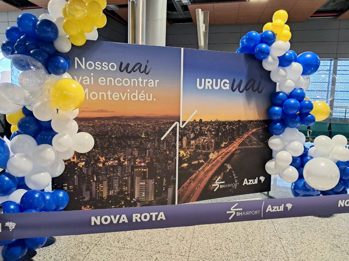 Gate7aviation's tweet image. Lors d’une cérémonie à Confins, #Azul a fêté le vol inaugural de la nouvelle route directe entre Belo Horizonte au #Brésil et #Montevideo, en Uruguay.@azulinhasaereas 🇧🇷🇺🇾💙