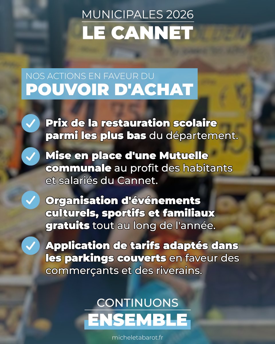 AvecTabarot's tweet image. .@MTabarot : "Au Cannet, nous nous engageons résolument en faveur du pouvoir d'achat de nos administrés" [5/7]
#Municipales2026 #ContinuonsEnsemble #LeCannet