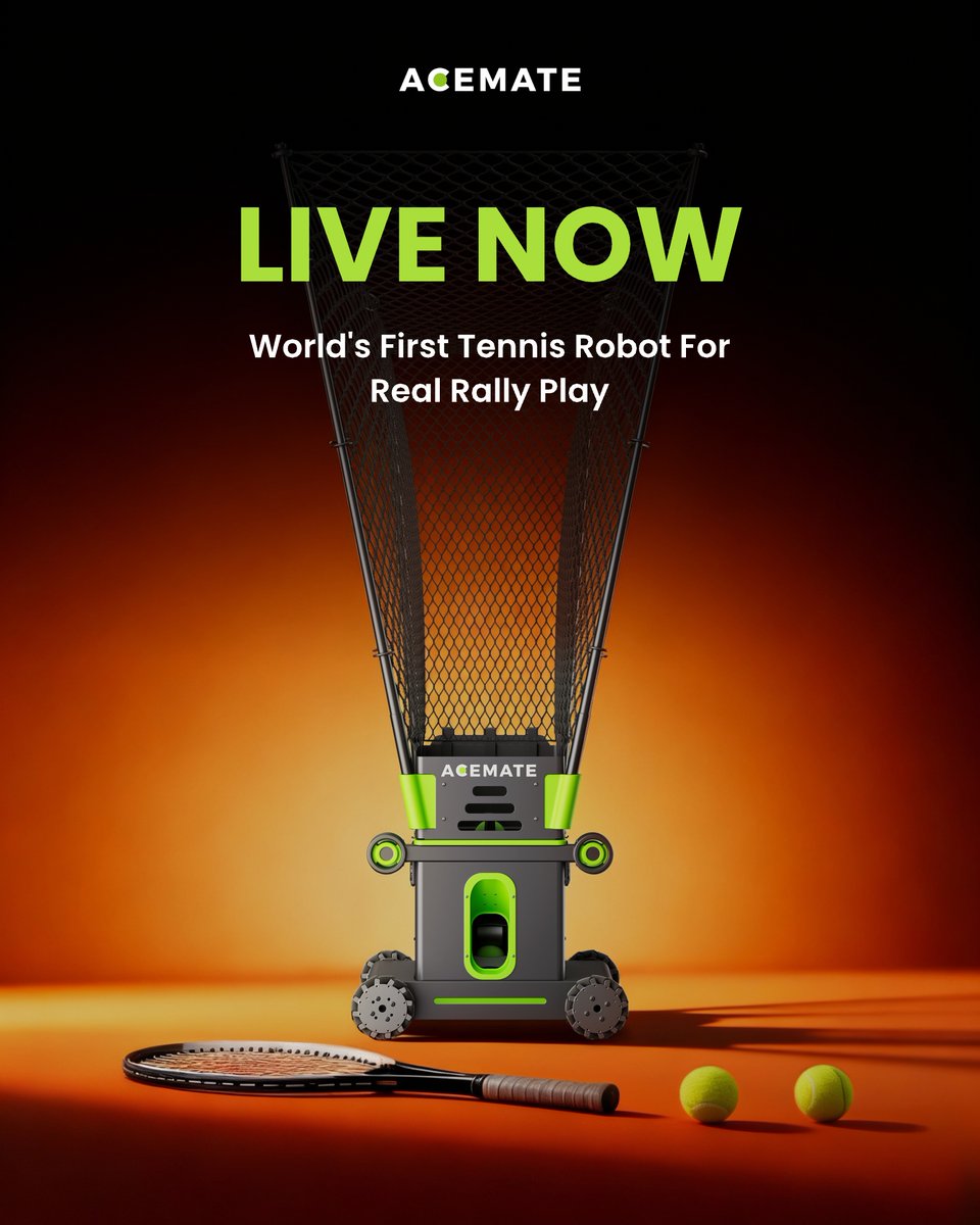 acemateofficial's tweet photo. 🔥 Pre-orders are over — Acemate is now officially available! 🎾
AI-powered smart drills. Real-time feedback. Personalized training plans.
Start your next-level training today. Link in bio.
#Acemate #tennisrobot #ballmachine #tennis #launch https://t.co/BpJz6tRdaU