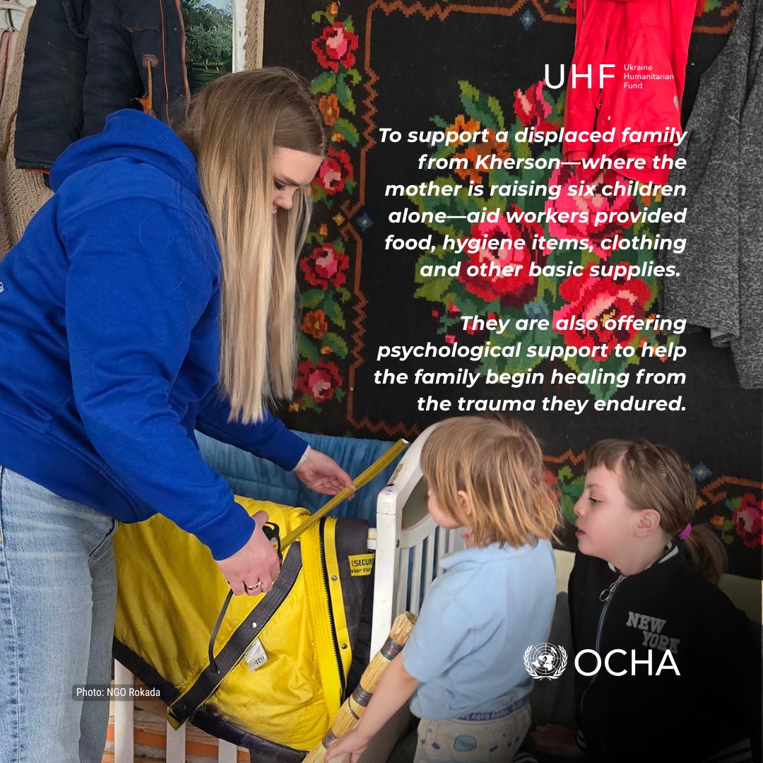 OCHA_Ukraine's tweet image. A local community in #Kropyvnytskyi offered a home to a displaced family who fled hostilities in #Kherson, leaving everything behind.

With funding from the #UkraineHumanitarianFund, aid organizations stepped in to provide essential items and help them settle in.