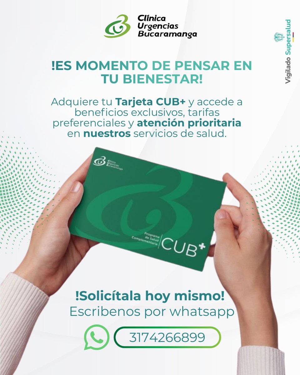 CLINICADEURGEN1's tweet photo. ! CUB+ está pensado para ti y tu familia! 💚
Accede a tarifas preferenciales, beneficios exclusivos y atención prioritaria en nuestros servicios de salud.
Cuida tu bienestar con más ventajas.

👉 Solicita tu carnet hoy mismo y empieza a disfrutar sus beneficios.
!Hoy somos Más! https://t.co/QBqnrMmObz