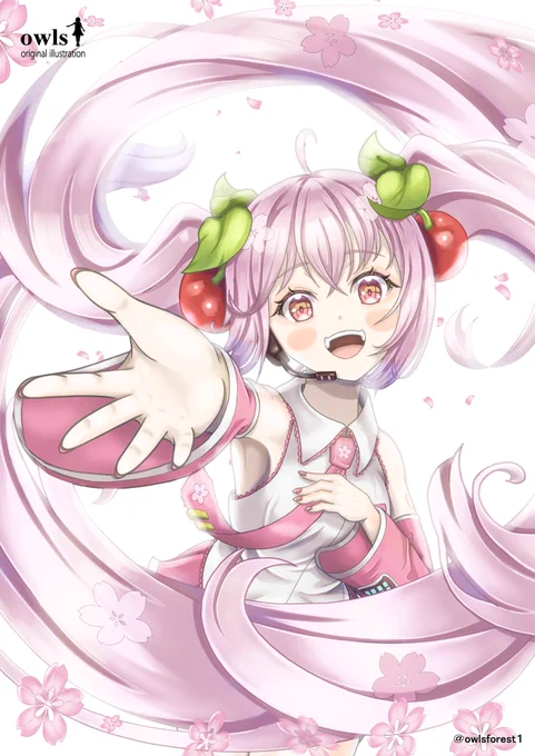 ミクの日に間に合いそうにありませんが完成まで諦めません。 反応も遅れつつ追いかけております。 また過去絵の桜ミクです。 #イラスト #桜ミク