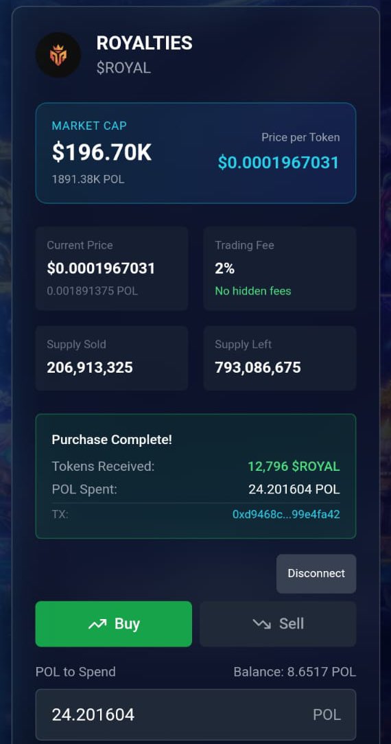 debbiewurld's tweet image. $ROYAL is officially LIVE

The Royalties ecosystem is stepping into the space and the community is already building momentum.

This might be one of the runners on Polygon.

Here’s what you should know 👇
#ROYAL #Polygon #Crypto