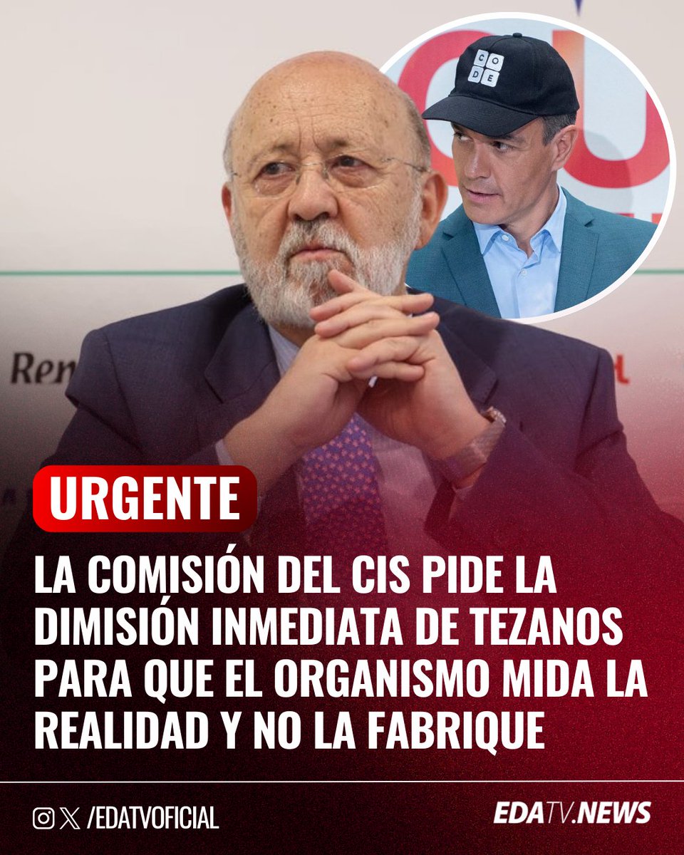 ‼️🇪🇸 | #URGENTE La comisión del CIS exige la dimisión inmediata de Tezanos para que el organismo "mida la realidad y no la fabrique".