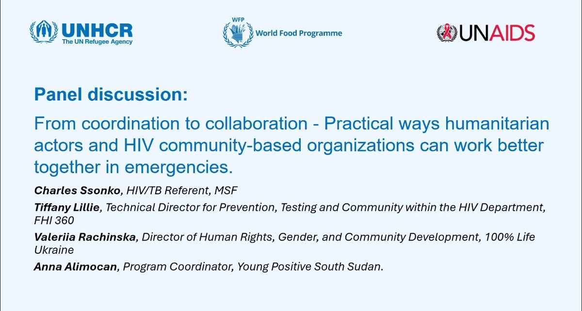 YoungpositiveSS's tweet photo. @YoungpositiveSS was honoured to join the panel discussion yesterday on strengthening collaboration between humanitarian actors and HIV community organizations in emergencies.
We shared perspectives from South Sudan to ensure YPLHIV are not left behind in humanitarian settings. https://t.co/zqZd0MtQXa