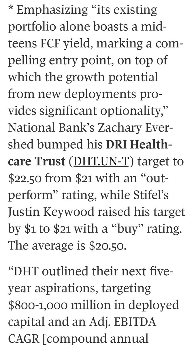 Analysts raise targets on DRI Healthcare after year end report and outlook. $DHT.UN