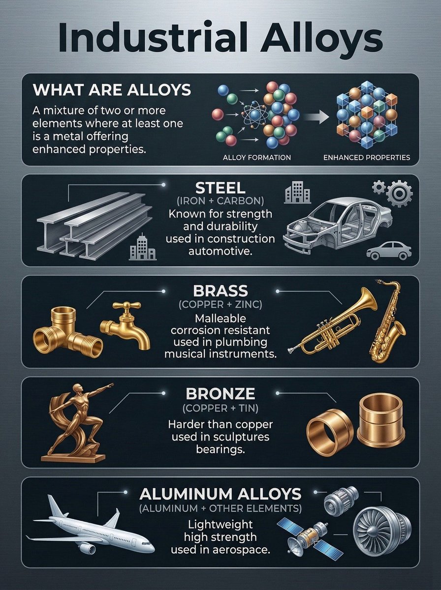 Alloys Example Usage Industrial alloys and their real-world uses.