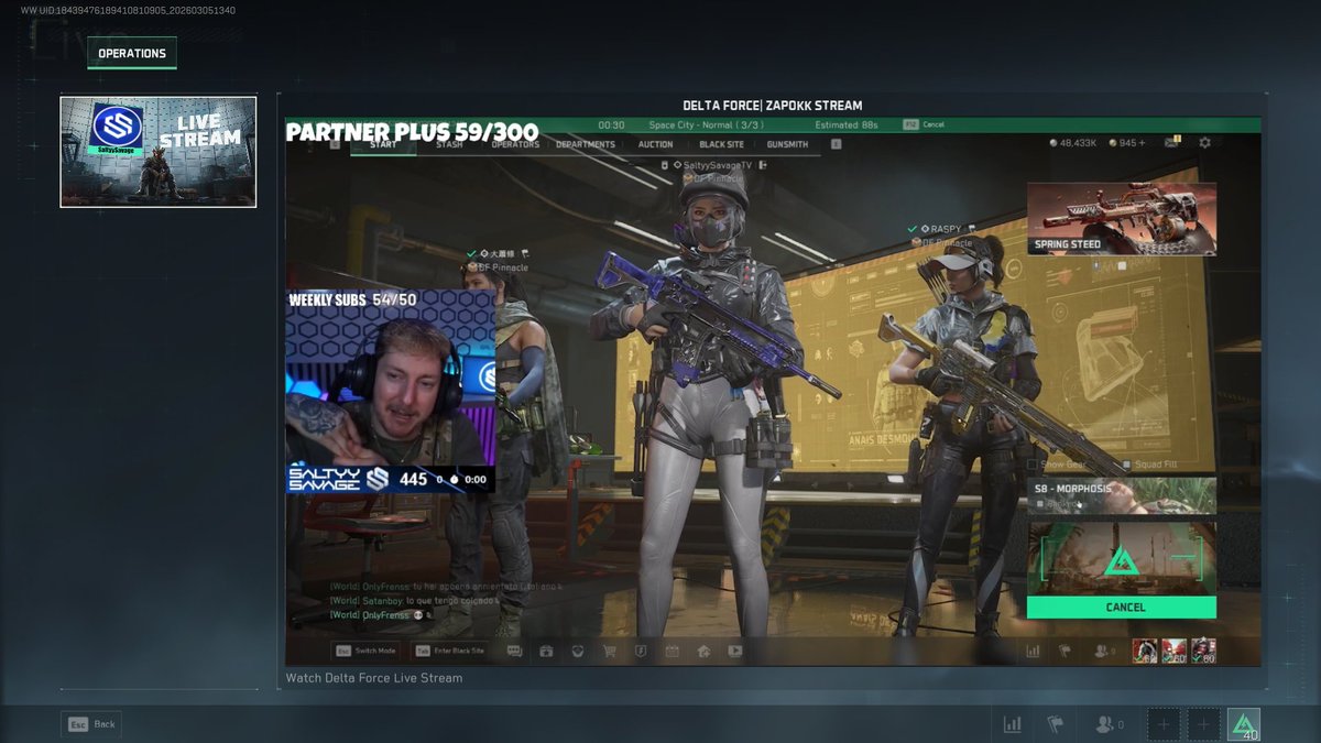 hey <a href="/DeltaForce_Game/">Delta Force Game</a> 

When can we get <a href="/saltyy_savage/">FNATIC Saltyy</a> onto the Live tab in game? 

Thanks