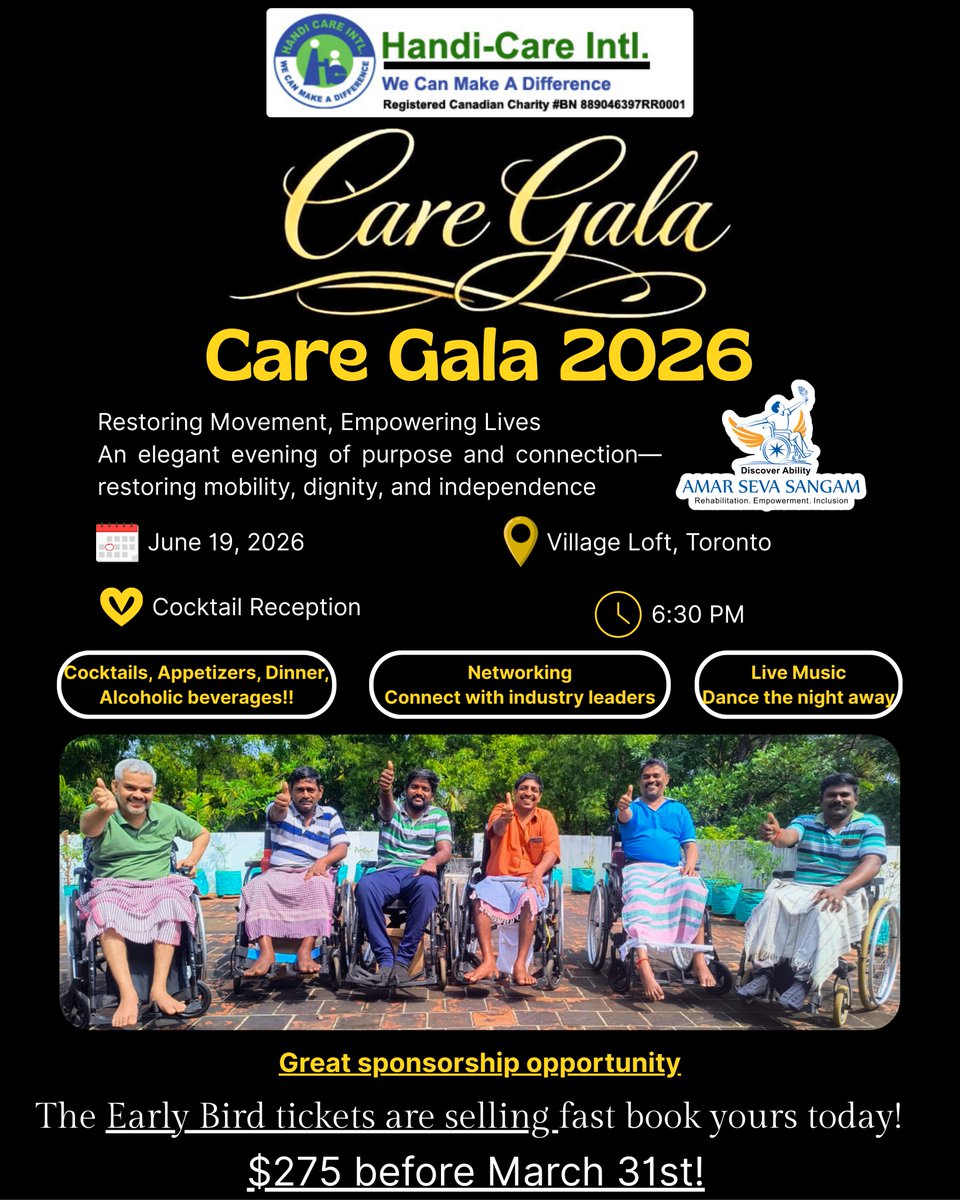 care_handi's tweet photo. The Care Gala 2026 is coming to Toronto! Join us June 19 for an evening of purpose. 
Early Bird: https://t.co/AOY5oZJ47r 
For more: https://t.co/NSgOVRbn3w
#CareGala2026 #Toronto #Philanthropy #AmarSevaSangam https://t.co/HJhekVzxoA