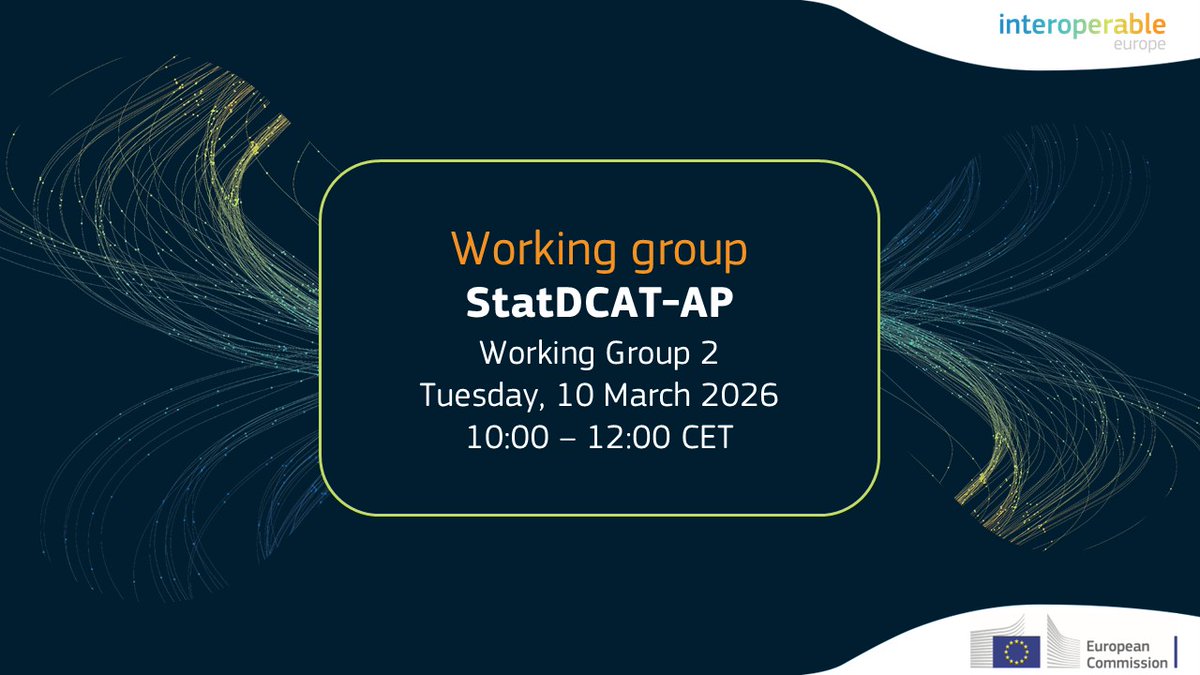 InteroperableEU's tweet photo. The second working group in support of the release of #StatDCAT_AP 3.0.0 will take place in 5 days!
Join other enthusiasts via Webex and help improve the issues raised during the first working group.
👉https://t.co/zaH3guUqC9
No registration required!
👉https://t.co/fYzDvVIdnu https://t.co/kUhvzfH9zM