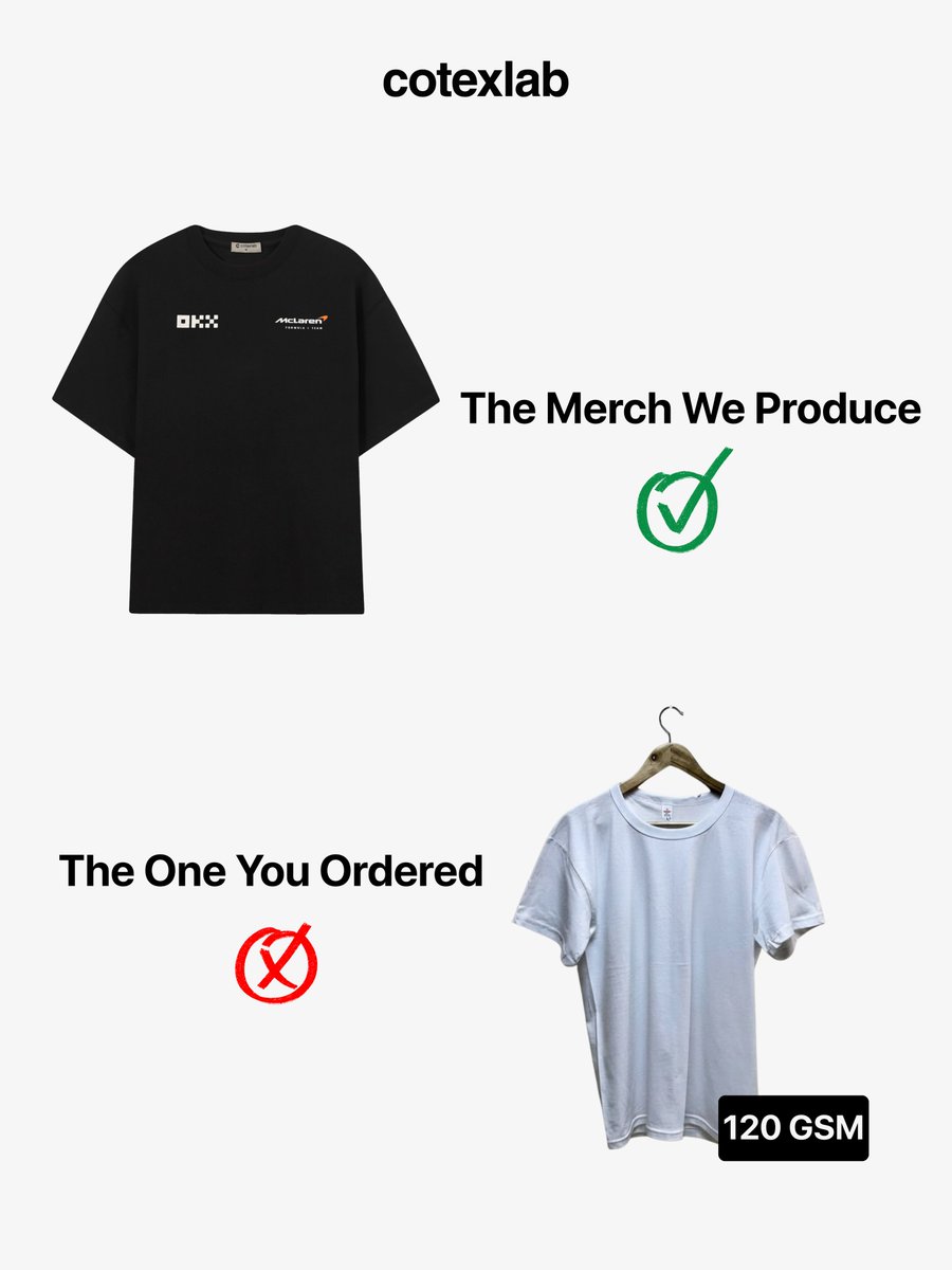 Cotexlab's tweet photo. Most Web3 merch ends up at the bottom of a drawer....

We produce the ones people actually wear. 👕

Cotexlab Premium Merch Production for
EthCC • Paris Blockchain Week • Token2049 🚀
If your team needs merch that represents your brand properly,
our production slots are now open. 🔥

DM & https://t.co/E2z5y5zJjH to start 📩