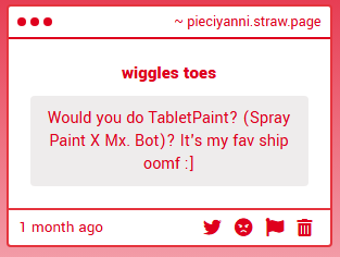 Pie_Ciyanni's tweet photo. Spray Paint and Mx Bot beans coming up, two for one special. Also to everyone asking me to say safe dw I'll most likely be alr https://t.co/RlLf36ul5y