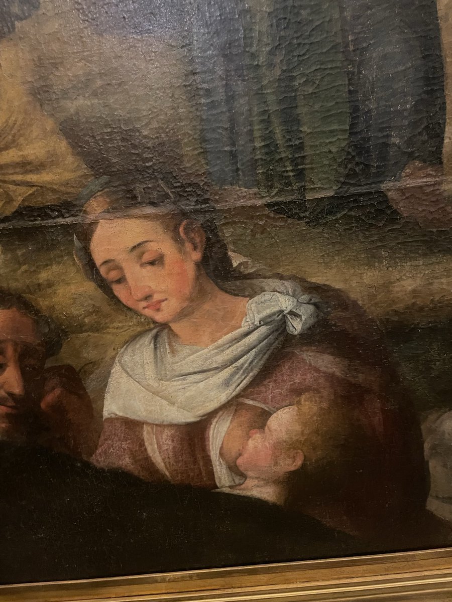 AFHorrach's tweet photo. Para que después nos digan que lo de dar el pecho durante tanto tiempo y en lugares públicos es una moda actual. Imagen: “Multiplicación de los panes y los peces”, Miquel Beltrán, 1600 ca. #8M https://t.co/hOZmdHIABw