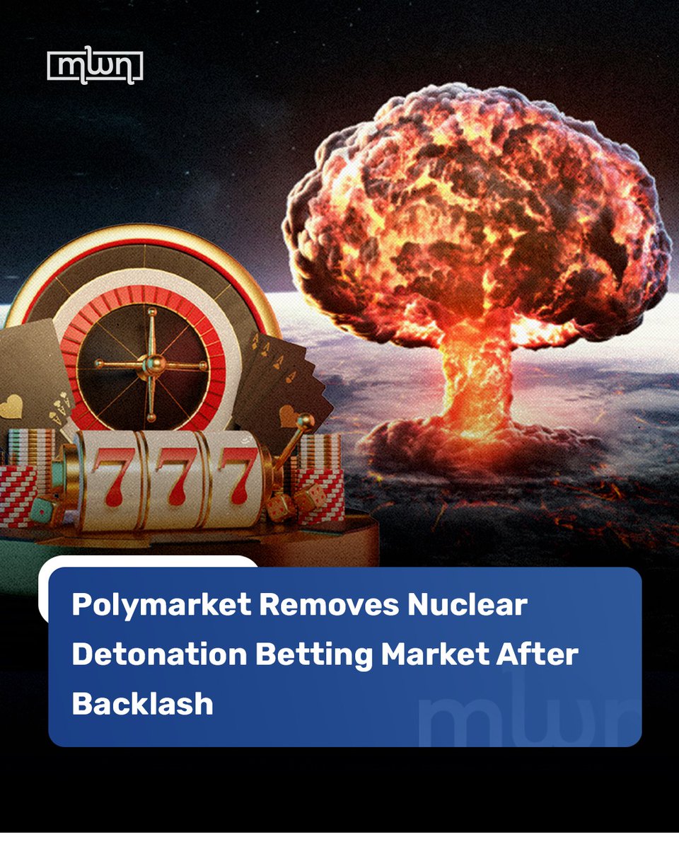 MoroccoWNews's tweet image. Polymarket has removed a highly controversial prediction market that allowed users to bet on whether a #nuclear weapon would be detonated by specific deadlines this year. 

The market, which had attracted significant trading activity and #criticism online, was archived shortly