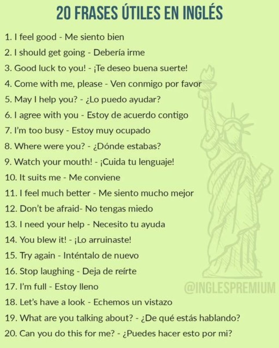 profeingless's tweet photo. LA LISTA DEFINITIVA: 20 FRASES ÚTILES PARA DOMINAR EL INGLÉS. https://t.co/ZqfIT8oMAQ