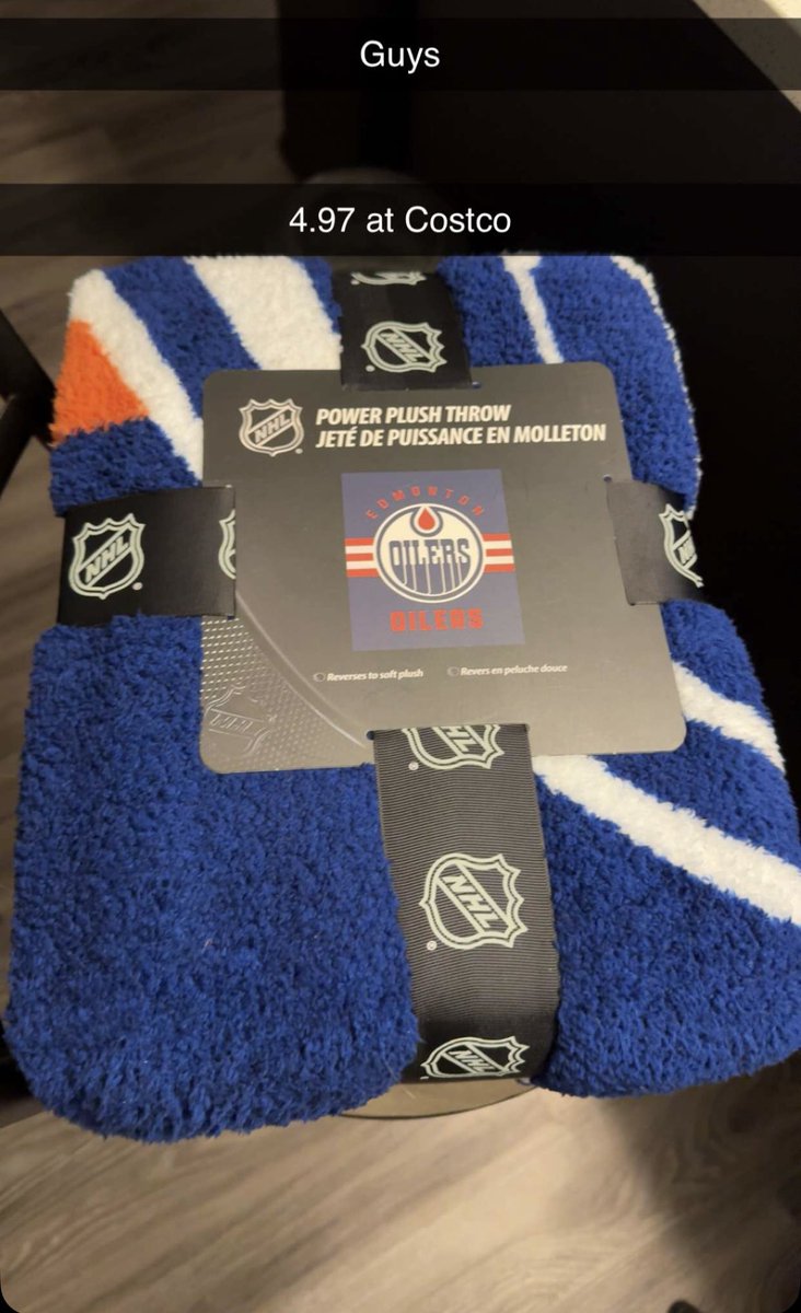 Per Oilers twitter, buying this lovely 10 dollar blanket is cardinal sin, because it costs 4.97, and not 2 dollars. 

Costco fleece job?