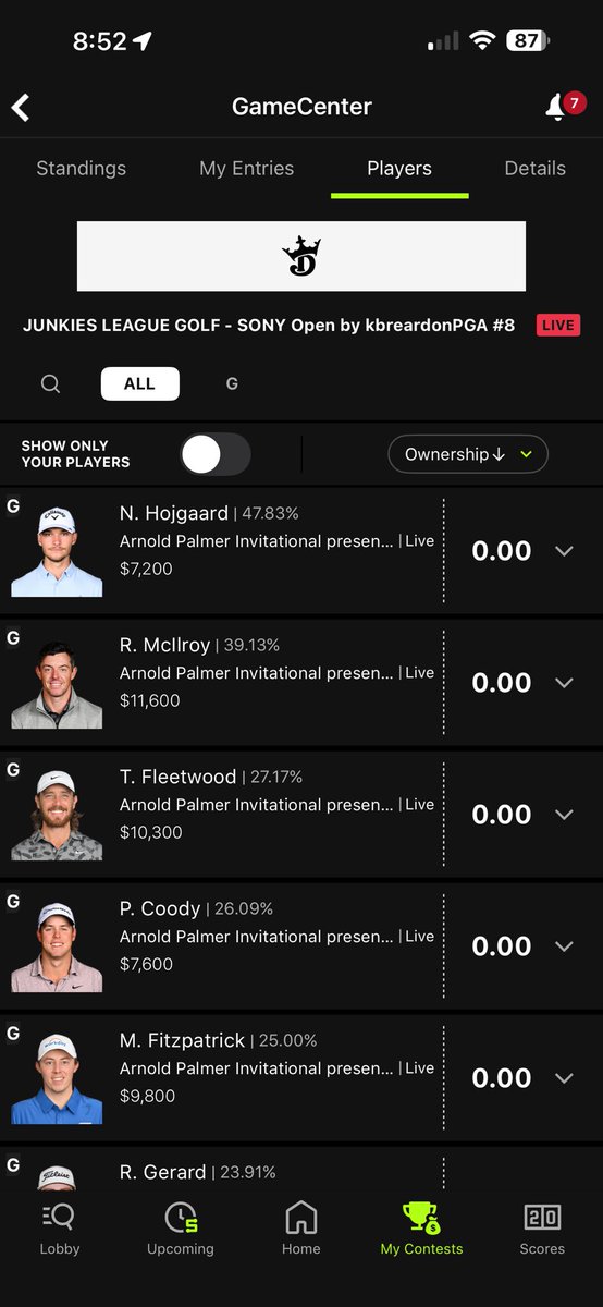 Junkies DFS Contests⛳️⚾️🏈🏀 tweet media