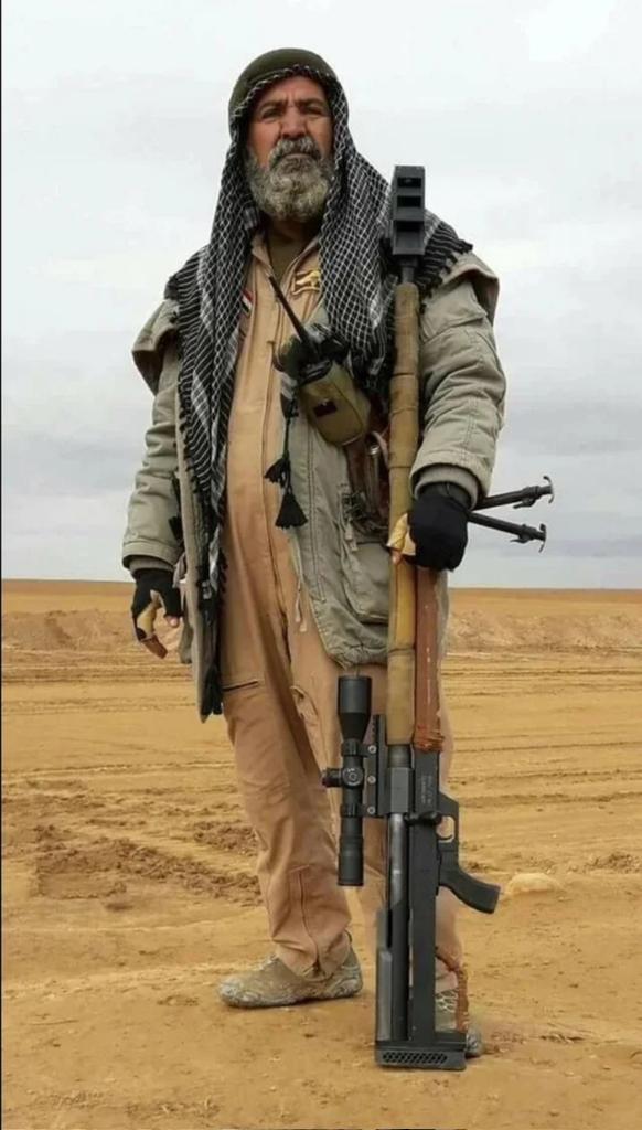 The_Banned_Vids's tweet image. Did you know? 
Abu Tahsin al-Salihi, Iraq's legendary 'Sheikh of Snipers,' racked up over 384 confirmed ISIS kills before falling in battle in 2017. Hawk Eye never missed when it counted. Respect. 🇮🇶🔥 #MilitaryHistory