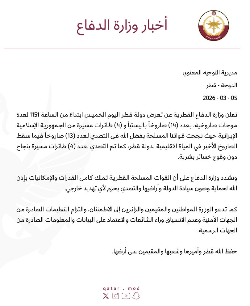 وزارة الدفاع - دولة قطر tweet media