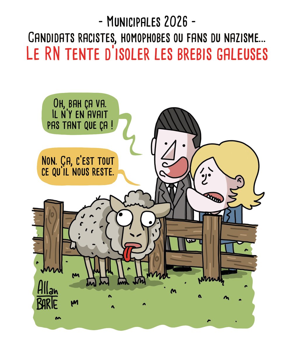 AllanBARTE's tweet photo. #municipales2026
Racistes, homophobes ou fans du nazisme : StreetPress a recensé 150 « brebis galeuses » candidates sur des listes du RN et de ses alliés. https://t.co/3LXKLw3dDu