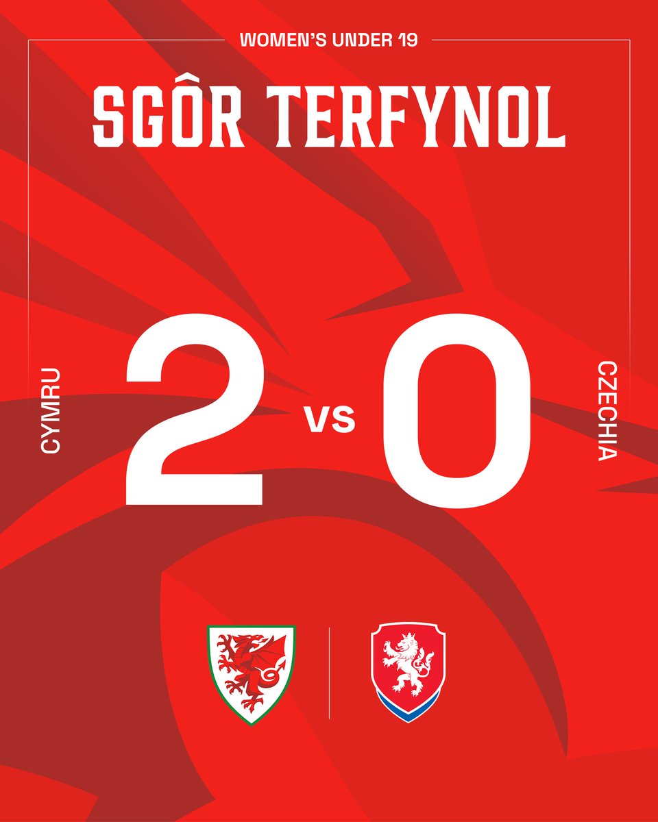 FT | 🏴󠁧󠁢󠁷󠁬󠁳󠁿 2-0 🇨🇿

Goals from Scarlett Hill and Cadi Rodgers secure victory for Cymru 👊