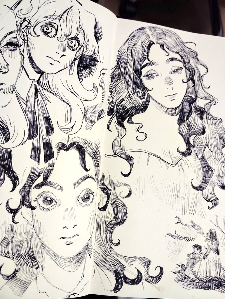 Doodling straight with a pen since I can't Draw once Again.
Also listened to a wuthering heights audio book