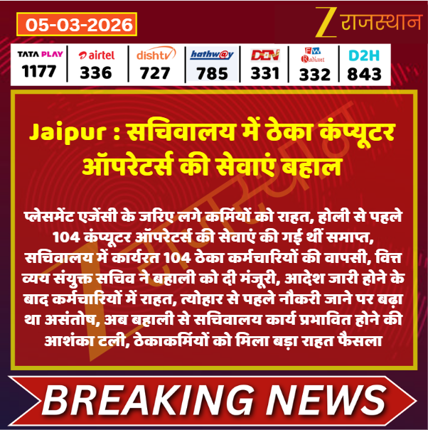 #Jaipur सचिवालय में ठेका कंप्यूटर ऑपरेटर्स की सेवाएं बहाल

<a href="/RajGovOfficial/">Government of Rajasthan</a> <a href="/DipuGoyal/">Deepak Goyal</a> #LatestNews #RajasthanNews #RajasthanWithZee