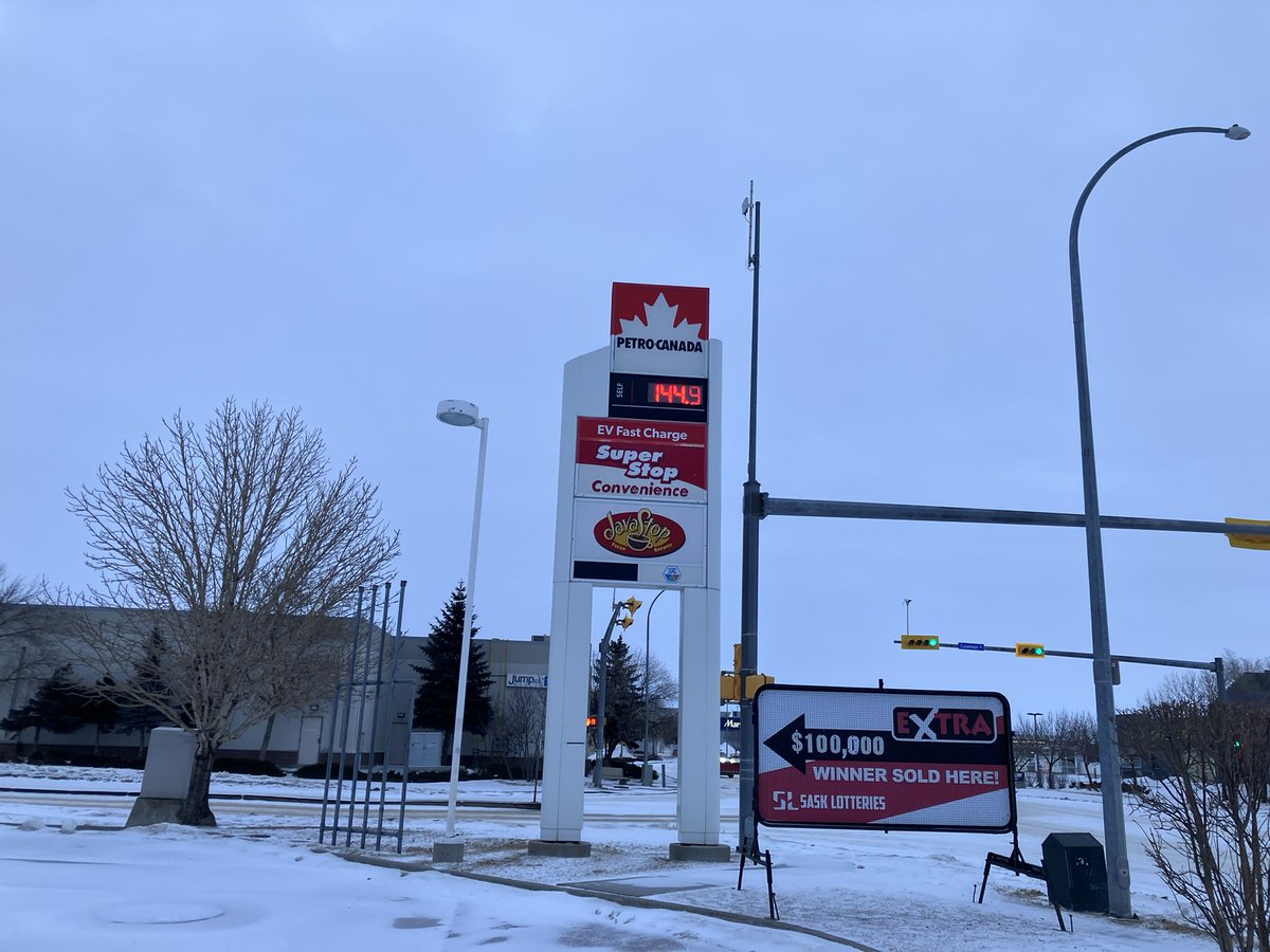 Gas prices are going up in Regina. $144.9 this morning. #yqr